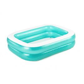 Piscina gonflabila familie Bestway, dreptunghiulara, 201x150x51 cm, 450 litri, 2 inele gonflabile, vinil 0.28 mm, kit reparatie inclus, pentru adulti si copii, gradina curte terasa, Turcoaz - - Roveli