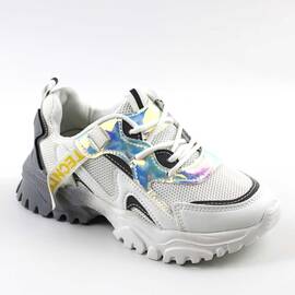 Pantofi sport pentru copii cu talpa usoara C10585-7-WHITE, Culoare (12): ALB/GRI, Marime (12): 34 - - Roveli