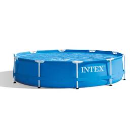 Piscina rotunda cu pompa cu filtru inclusa Intex, diametru 305 cm, inaltime 76 cm, flux filtrare 1 m³/h, cadru metalic, PVC, albastru - - Roveli