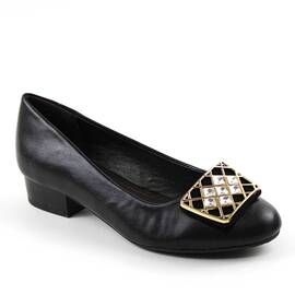 ​Pantofi comozi de dama , cu accesoriu cu pietre 67-BLACK, Culoare (12): Negru, Marime (12): 36* - - Roveli