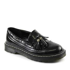 ​Pantofi  casual de dama cu ciucuri A10065-BLACK/X, Culoare (12): Negru, Marime (12): 36 - - Roveli