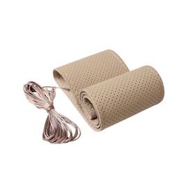 Husa volan auto piele perforata premium cu ac si ata bej marime M 38 cm  Cod: LUXFST01 - - Roveli