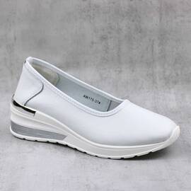 Mocasini de dama , practici si usori , din piele naturala  AW175-WHITE - - Roveli