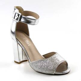 ​Sandale elegante de dama , cu toc gros SH878-SILVER/X, Culoare (12): Argintiu, Marime (12): 37 - - Roveli