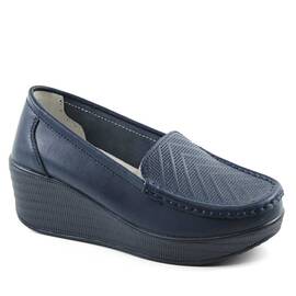 Pantofi de dama , cu platforma , din piele naturala  H17-NAVY/X, Culoare (12): Bleumarin, Marime (12): 37 - - Roveli