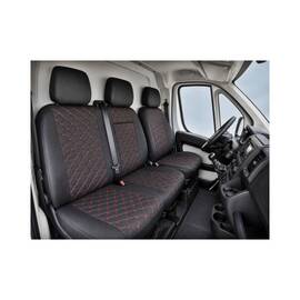 Huse scaune auto compatibile Fiat Ducato 2017-> 2+1 Premium Imitatie Piele Romb - - Roveli