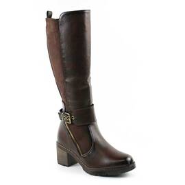 ​Cizme imblanite de dama , cu catarama decorativa  A10386-BROWN, Culoare (12): Maro, Marime (12): 39 - - Roveli