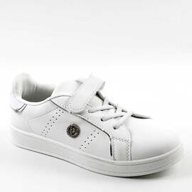 Pantofi sport pentru copii, cu accesoriu argintiu LP311Y-WHITE/S, Culoare (12): Alb, Marime (12): 34 - - Roveli