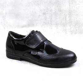Pantofi stil Oxford , pentru copii , din piele naturala 3228-NEGRU/NEGRU, Culoare (12): Negru, Marime (12): 30 - - Roveli