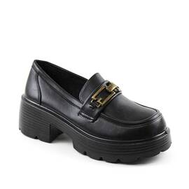 Pantofi dama , cu talpa groasa si catarama decorativa D1-BLACK, Culoare (12): Negru, Marime (12): 41 - - Roveli