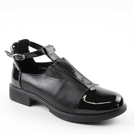 ​Pantofi de dama , cu bareta pe glezna E9197-2-BLACK, Culoare (12): Negru, Marime (12): 38 - - Roveli