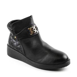 Ghete imblanite de dama , cu catarama decorativa Q22-BLACK, Culoare (12): Negru, Marime (12): 40 - - Roveli