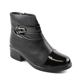 Ghete imblanite de dama , cu catarama decorativa F1-BLACK, Culoare (12): Negru, Marime (12): 37* - - Roveli