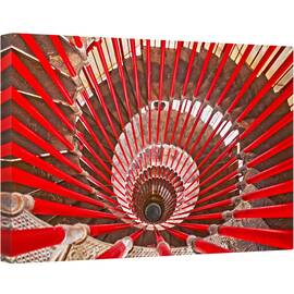 Tablou canvas - Coborand in Jos, Arhitectura, Abstract, Linii, Gaura, Spirala, Rosu, 60 x 90 cm - - Roveli
