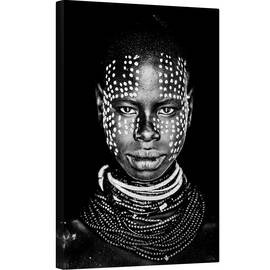 Tablou canvas - Femeie Din Tribul Karo, Africa, Ethiopia, Portret, Intunecos, 40 x 60 cm - - Roveli