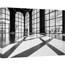Tablou canvas - Lumini si Umbre, Arhitectura, Camera, Sala de Dans, Alb-Negru, Contrast, Fereastra, 60 x 90 cm - - Roveli