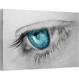 Tablou canvas - Muzica in Ochii Ei, Ochi, Muzica, Reflectie, Albastru, Macro, Turcoaz, 40 x 60 cm - - Roveli
