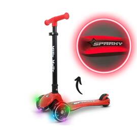Trotineta pliabila Milly Mally Sparky Red, roti din silicon cu Led, platforma iluminata, greutate admisa 50 kg - - Roveli