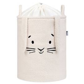 Cos Premium Fluffy Toy Boucle Rabbit, 43 litri, pliabil cu manere rezistente, Cream - - Roveli