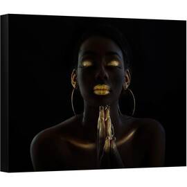 Tablou canvas - Aur, Auriu, Portret, Machiaj, 50 x 70 cm - - Roveli