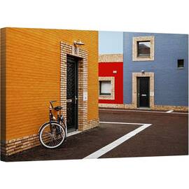 Tablou canvas - Fatade Colorate, Culori, Fatade, Arhitectura, Modern, Rosu, 50 x 80 cm - - Roveli