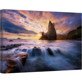Tablou canvas - Apus de Soare, Coasta, Ocean, Valuri, Rialto, Plaja, 80 x 120 cm - - Roveli