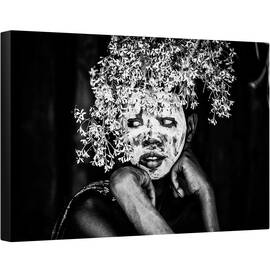 Tablou canvas - Baiat, Suri, Ethiopia, Alb-Negru, Baiat, Originar, Indigene, 60 x 90 cm - - Roveli