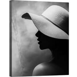 Tablou canvas - Contrast, Portret, Profil, Anonim, sapca, Alb-Negru, Femeie, 40 x 50 cm - - Roveli