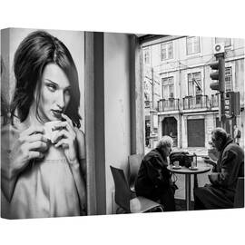 Tablou canvas - Conversatii, Cafea, Cuplu, Vorbesc, Pereche, Bautura, Cana, 60 x 90 cm - - Roveli