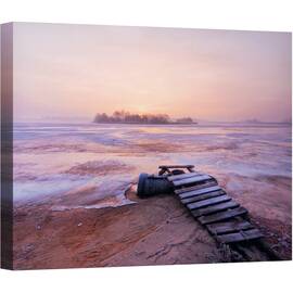 Tablou canvas - Dimineata Rece, Lac, Gheata, Dimineata, Dig, Racoare, 50 x 70 cm - - Roveli