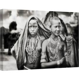 Tablou canvas - Fete Din Tribul Karo Impart O Esarfa, Oameni, Etnic, Karo, Fata, Africa, Ethiopia, 80 x 120 cm - - Roveli