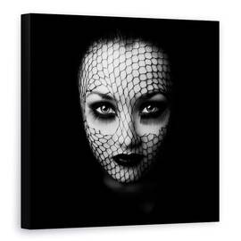 Tablou canvas - Negru, Femeie, Fata, Panza, Studio, Portret, 60 x 60 cm - - Roveli