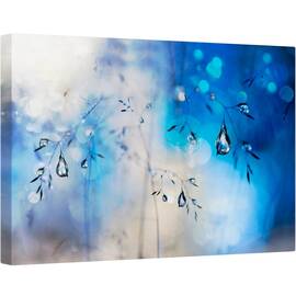 Tablou canvas - Ploaie Albastra, Albastru, Iarba, Roua, Cadere, Picaturi de Apa, 40 x 60 cm - - Roveli