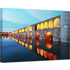 Tablou canvas - Reflectie, Pod, Noapte, Arhitectura, Turn, Arcuri, 60 x 90 cm - - Roveli