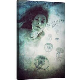 Tablou canvas - Sirena, Meduza, Sub Apa, Balon, Bule, 60 x 90 cm - - Roveli