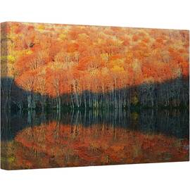 Tablou canvas - Umbra se Estompeze, Toamna, Infrangere, Frunzis, Pomi, Padure, Asiatic, 60 x 90 cm - - Roveli