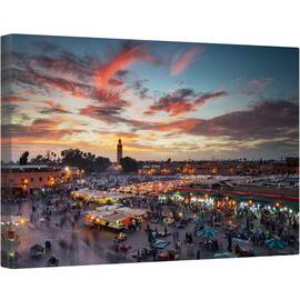 Tablou canvas - Apus de Soare in Marrakech, Maroc, Piata, 60 x 90 cm - - Roveli