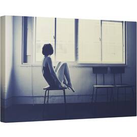 Tablou canvas - Dansatoare, Japonia, Femeie, Fereastra, sedinta, Scaun, 60 x 90 cm - - Roveli