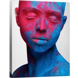 Tablou canvas - Extaz, Portret, Culoare, Viu, Rosu, Albastru, 60 x 75 cm - - Roveli