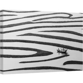 Tablou canvas - Frumusetea Vietii Simple, Zebra, Canal, Canale, Persoana, Barca, Nava, 60 x 90 cm - - Roveli