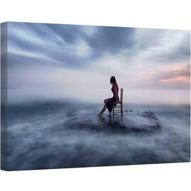 Tablou canvas - Maree, Maree, Femeie, Scaun, Stanca, Mare, Apa, 60 x 90 cm - - Roveli