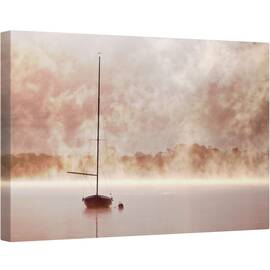 Tablou canvas - Mistic, Barca, Abur, Zori, Rasarit de Soare, Stralucire, Bassenthwait, 60 x 90 cm - - Roveli
