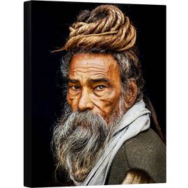 Tablou canvas - Portretul Unui Sadhu, Batran, Portret, Varsta, Par, Sadhu, India, 75 x 100 cm - - Roveli