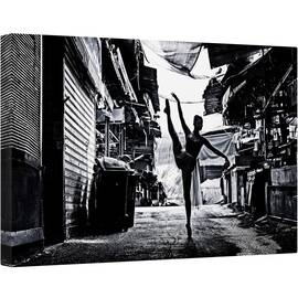 Tablou canvas - Strada, Performanta, Alb-Negru, Alee, Balet, Balerina, 60 x 90 cm - - Roveli