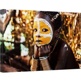 Tablou canvas - Baiat, Suri, Africa, Oameni, Ethiopia, Originar, Indigene, 60 x 90 cm - - Roveli