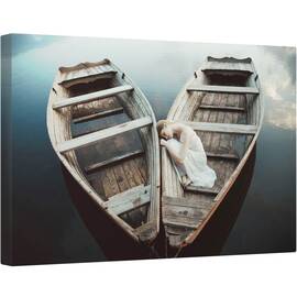 Tablou canvas - Barca Cu Vasle, Lemnos, Lac, 40 x 60 cm - - Roveli