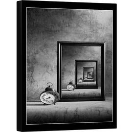 Tablou canvas - Eternitatea, Portret, Timp, Tabel, Ceas, Alb-Negru, 60 x 80 cm - - Roveli