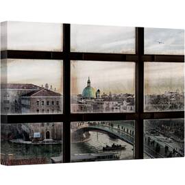 Tablou canvas - Fereastra Catre Venetia, Arhitectura, Venetia, Italia, Fereastra, Dom, Cupola, 80 x 120 cm - - Roveli