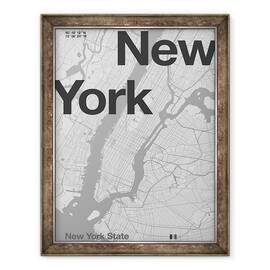 Tablou inramat - Florent Bodart - Harta minimala din New York, 60 x 80 cm - - Roveli