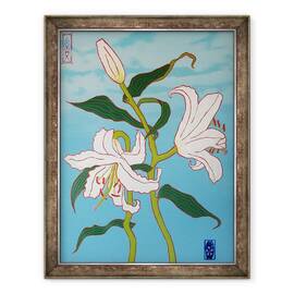 Tablou inramat - Timothy Nathan Joel - Crin alb pe fundal albastru, 2010, 60 x 80 cm - - Roveli
